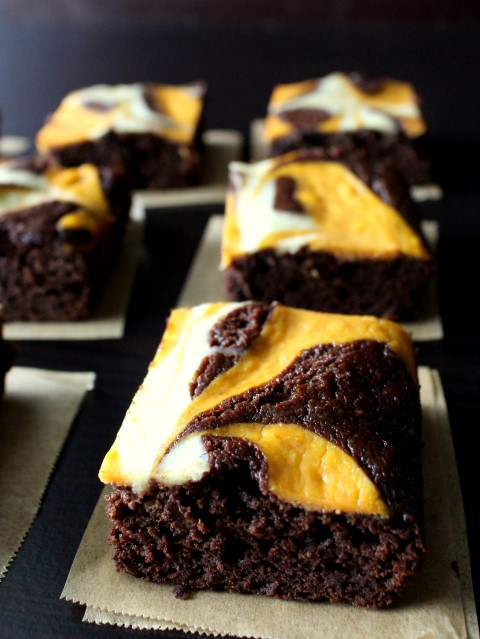 Pumpkin Cheesecake Swirled Brownies - Chocolate With Grace