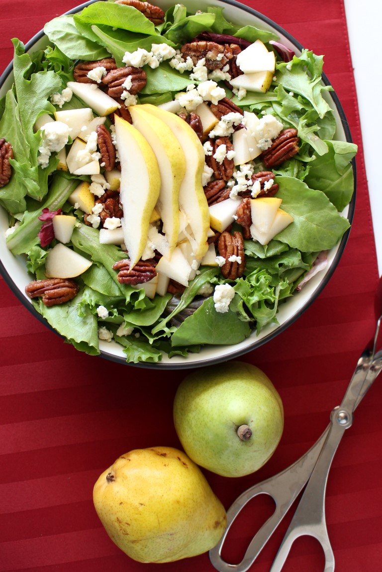 Pear, Pecan and Blue Cheese Salad - Chocolate With Grace