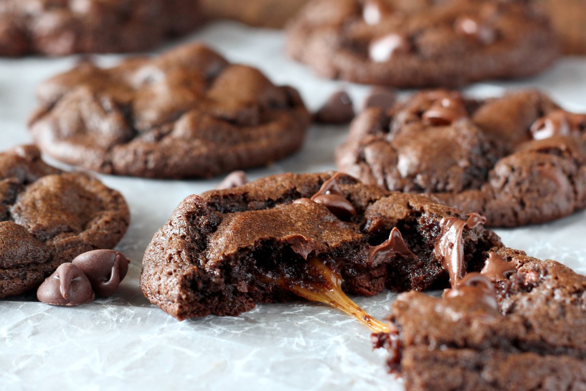 Caramel Stuffed Double Chocolate Chip Cookies - Chocolate ...