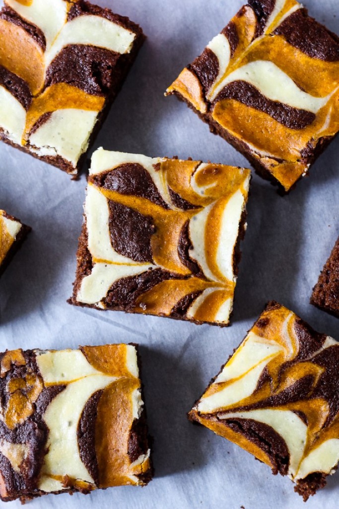 Pumpkin Cream Cheese Swirled Brownies