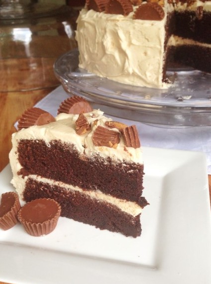 Chocolate Cake with fluffy peanut butter buttercream. This will become your go to chocolate cake recipe. Its ultra soft and moist.