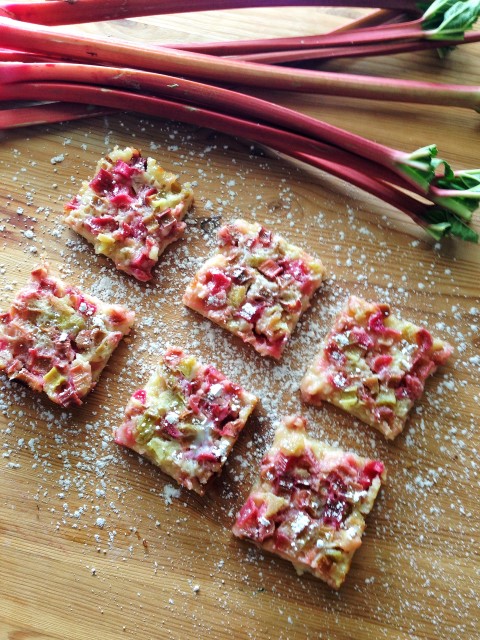 Deliciously tangy, sweet rhubarb bars with a sweet shortbread crust