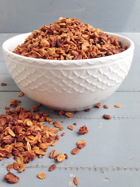 Crunchy, nutty granola spiced with chai and sweetened with honey - Chocolate with Grace