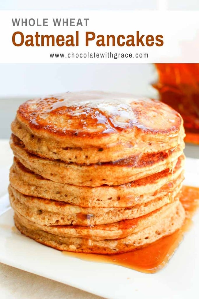 Fluffy Whole Wheat Oatmeal Pancakes