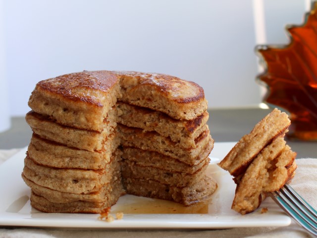 Fluffy Whole Wheat Oatmeal Pancakes. Plus a tip to make the fluffiest pancakes ever.