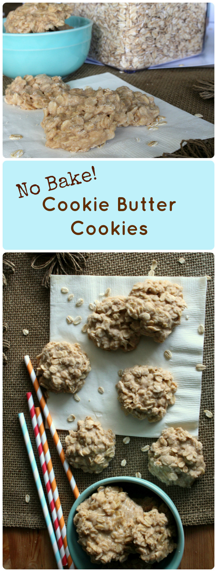 No Bake Cookie Butter Cookies. Super easy no bake cookies with chewy oatmeal and all the Cookie Butter flavor you could ever want.