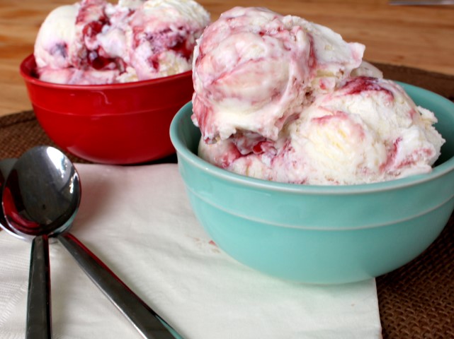 Raspberry White Chocolate Ice Cream. No Churn! You'll be amazed how easy this rich, creamy ice cream is and you don't even need an ice cream maker. Its swirled with raspberry and white chocolate for a special summertime treat. 