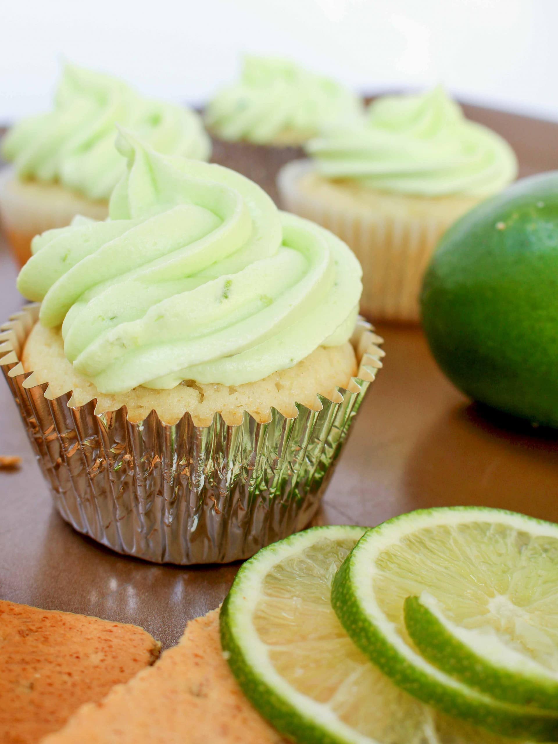 Key Lime Cupcakes with Fluffy Lime Frosting - Chocolate with Grace