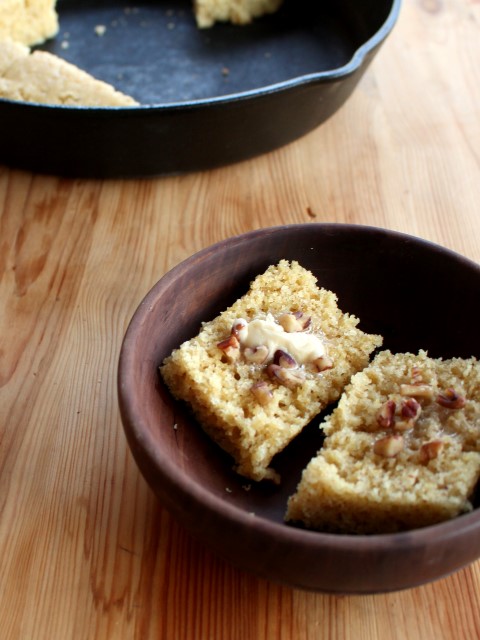 Corn Bread with Whipped Maple Pecan Butter. A classic, slightly sweet cornbread topped with fluffy maple, pecan butter.