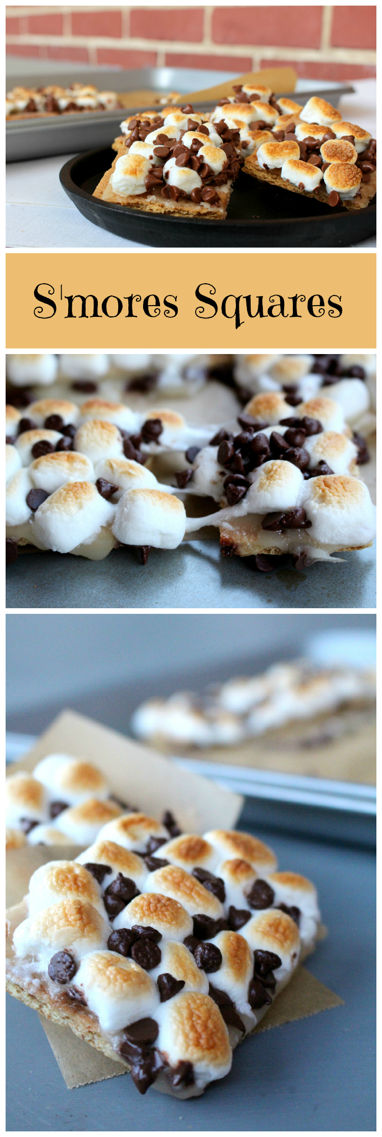 S'mores without the campfire! These 15 minutes s'mores squares feature all the chocolatey, gooey, toastiness of the classic campfire treat.