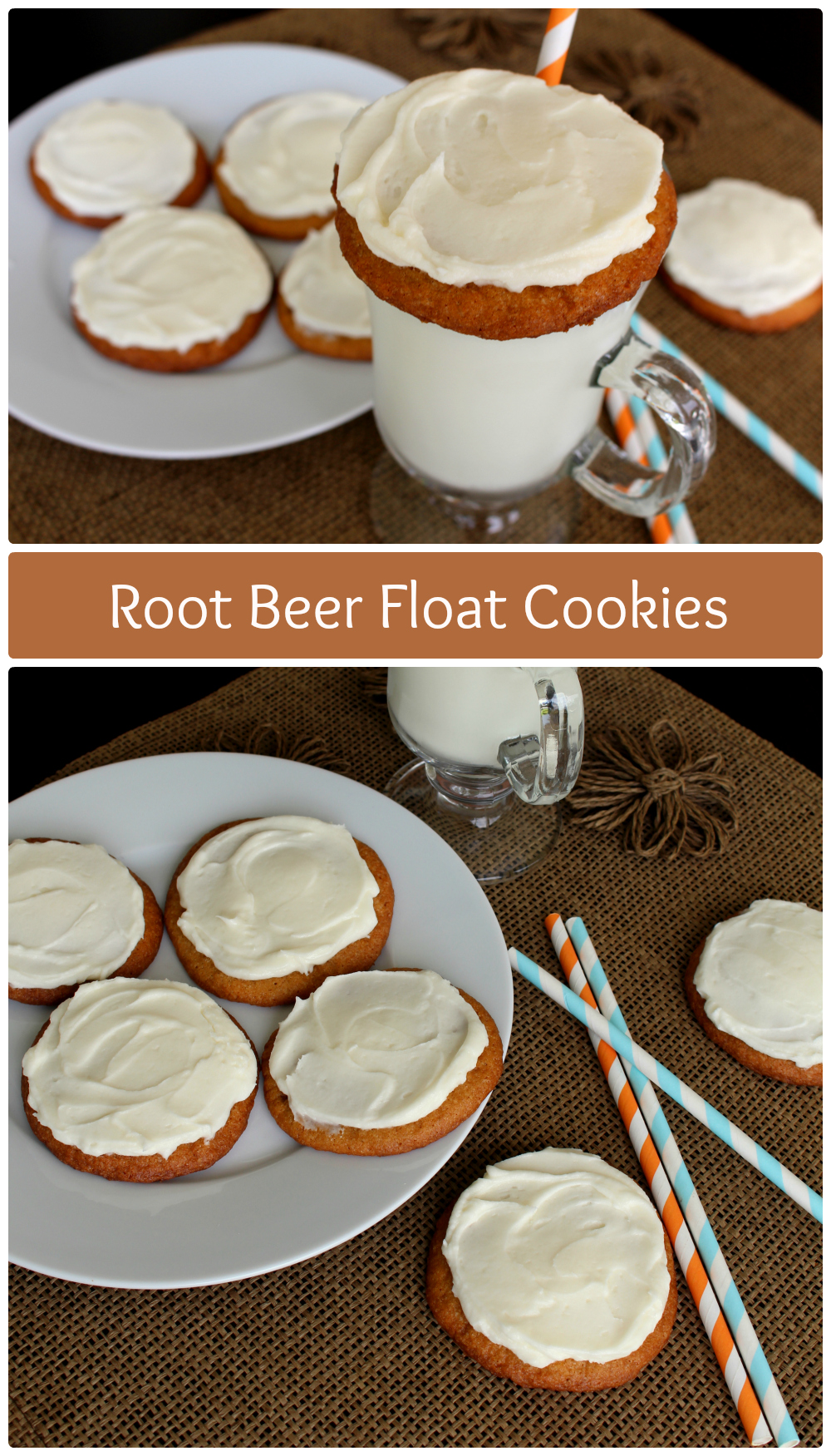 Root Beer Float Cookies. Soft root beer cookies spread with creamy root beer buttercream