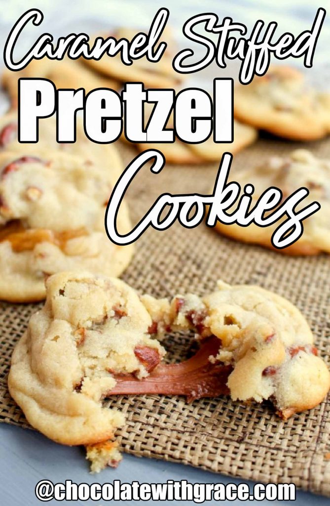 Caramel Stuffed Pretzel Cookies