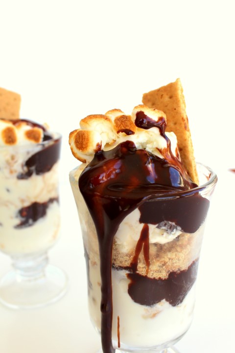 S'mores Sundaes | www.chocolatewithgrace.com | #smores #sundae #ice #cream