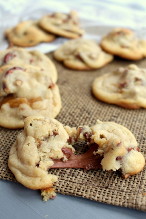 Caramel Stuffed Pretzel Cookies