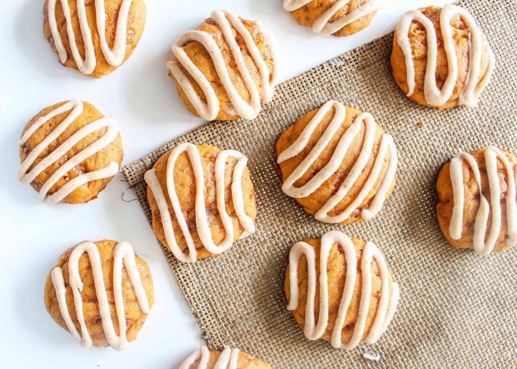 Pumpkin Toffee Cookies with Browned Butter Glaze