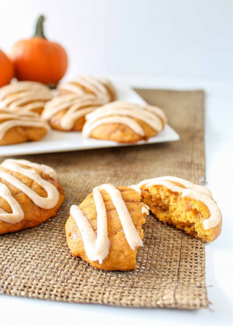 Pumpkin Toffee Cookies with Browned Butter Glaze - Chocolate with Grace