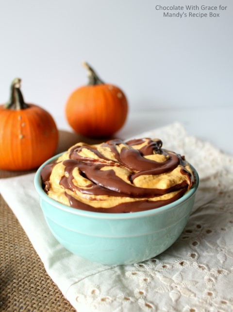 Nutella Swirled Pumpkin Cheesecake Dip - A fluffy fall dip perfect for parties!