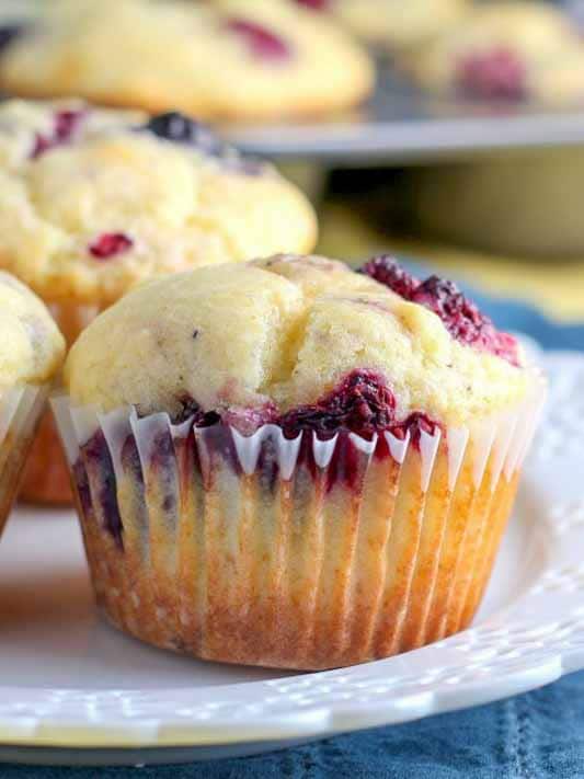 Fluffy Lemon Muffins filled with Berries
