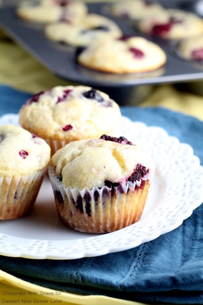 These soft and fluffy Lemon Berry Muffins whip up in less than a half hour and are perfect for brunch.