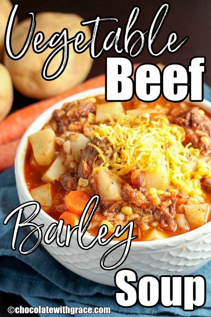 Vegetable Beef Barley Soup is a hearty fall favorite.