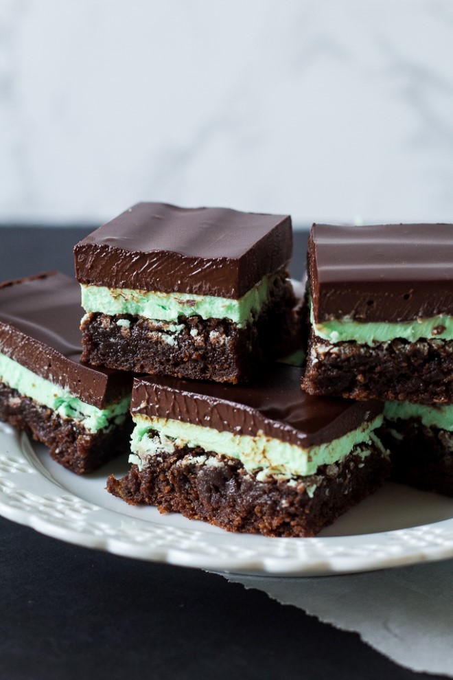 mint brownies on a plate