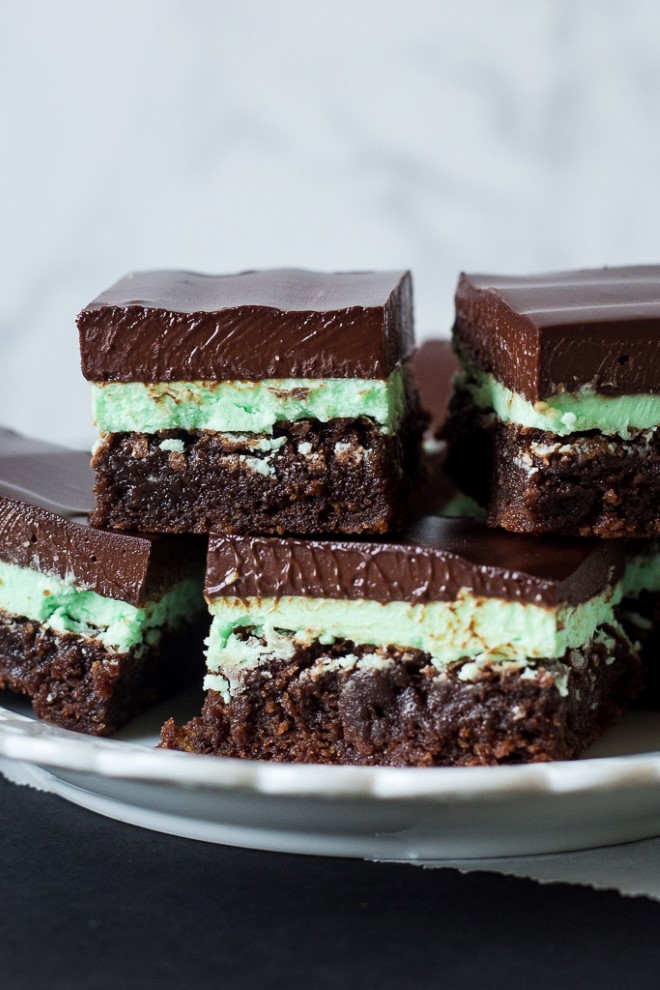 mint brownies with chocolate ganache