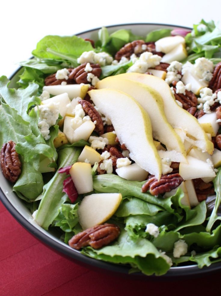 Pear, Pecan and Blue Cheese Salad | Chocolate with Grace