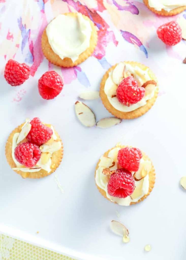 Raspberry Brie Cracker Bites are an easy fun snack!