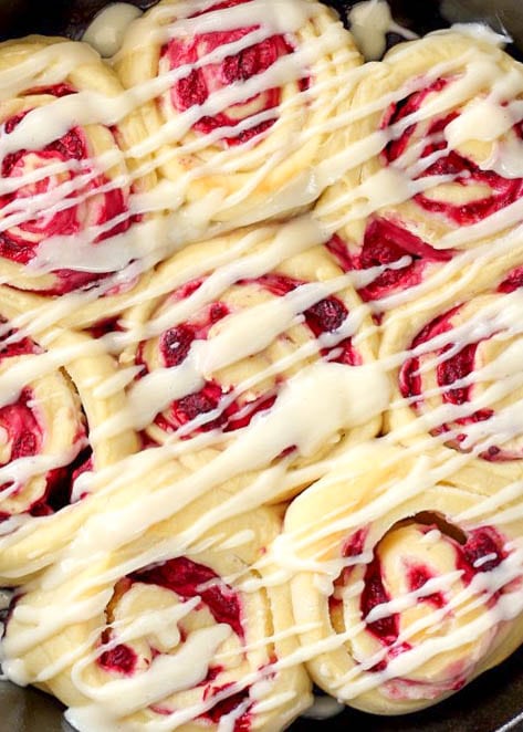 Raspberry Cream Cheese Sweet Rolls - Chocolate with Grace