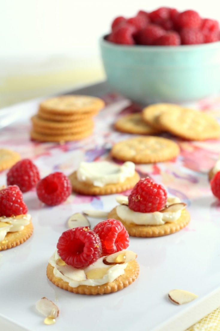 Raspberry Brie Ritz Cracker Appetizers | Chocolate with Grace