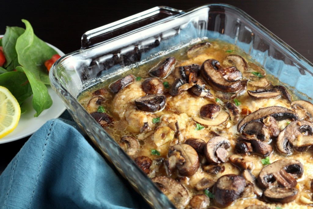 This recipe for Chicken Scallopini is an easy and healthy weeknight dinner that doesn’t sacrifice on flavor. Ready in 45 minutes or less, the chicken is browned in a skillet, flavored with garlic, mushrooms and a white wine sauce and baked until tender.