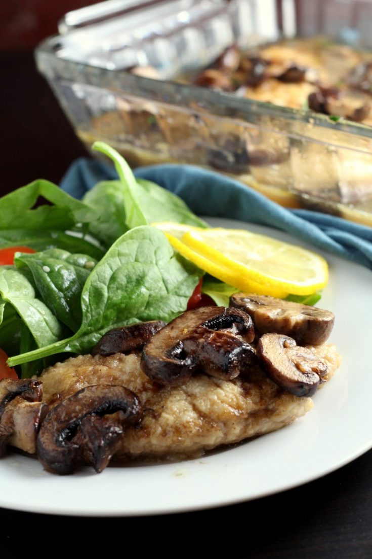 This recipe for Chicken Scallopini is an easy and healthy weeknight dinner that doesn’t sacrifice on flavor. Ready in 45 minutes or less, the chicken is browned in a skillet, flavored with garlic, mushrooms and a white wine sauce and baked until tender.