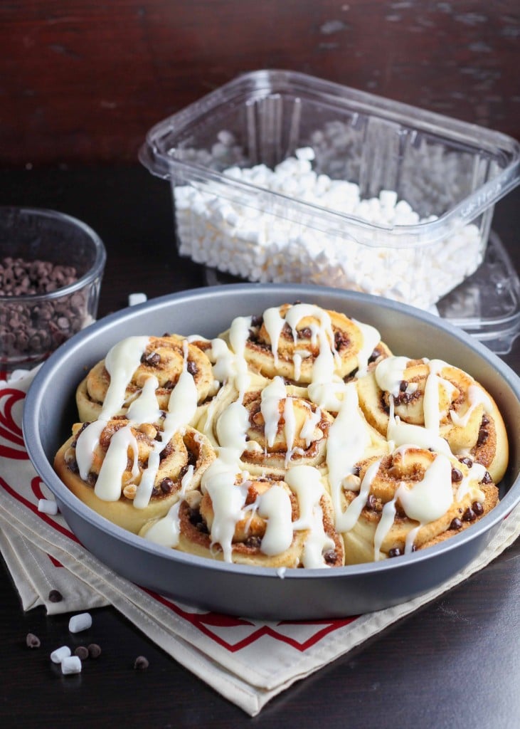 Fluffy, warm, s'mores sweet rolls