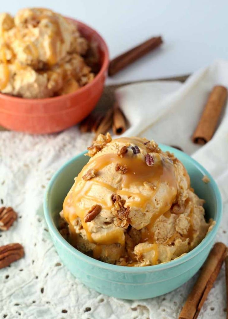 Crunchy Pecan Streusel makes this no-churn Pumpkin Ice Cream a hit.
