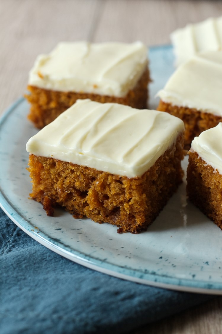 Pumpkin Bars with Cream Cheese Frosting - Chocolate With Grace