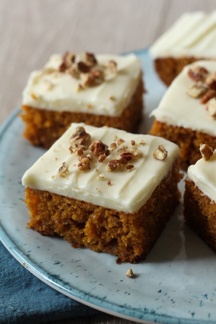 Pumpkin Bars with Cream Cheese Frosting - Chocolate With Grace