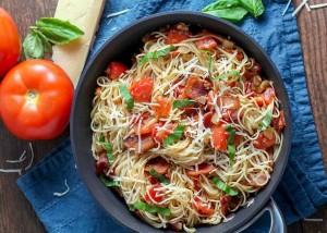 Tomato Bacon Pasta - Chocolate with Grace