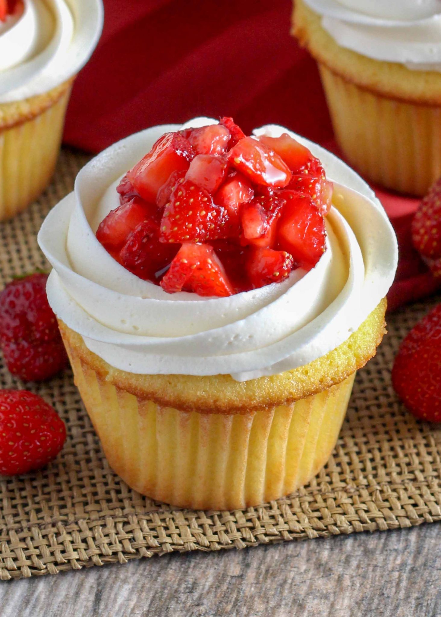 Strawberry Shortcake Cupcakes - Chocolate with Grace
