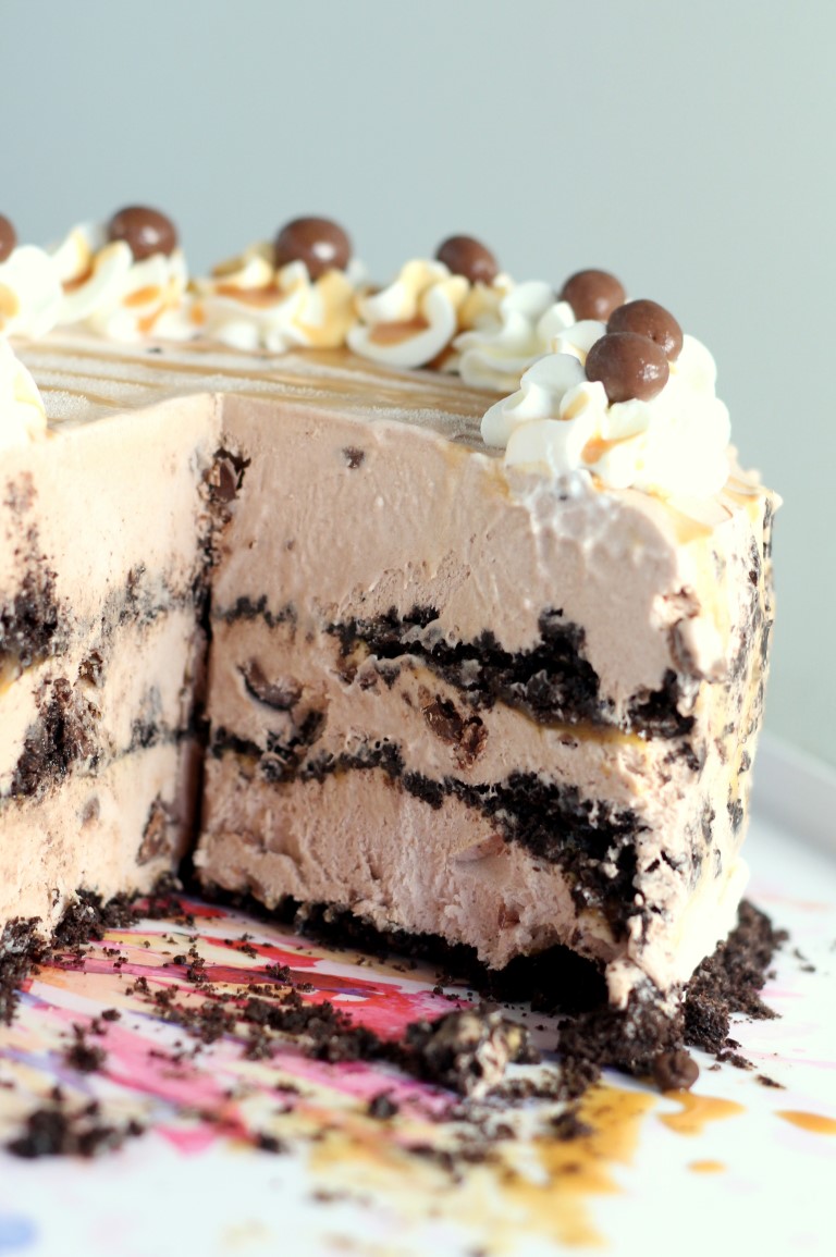 Salted Caramel Mocha Ice Cream Cake - Chocolate With Grace