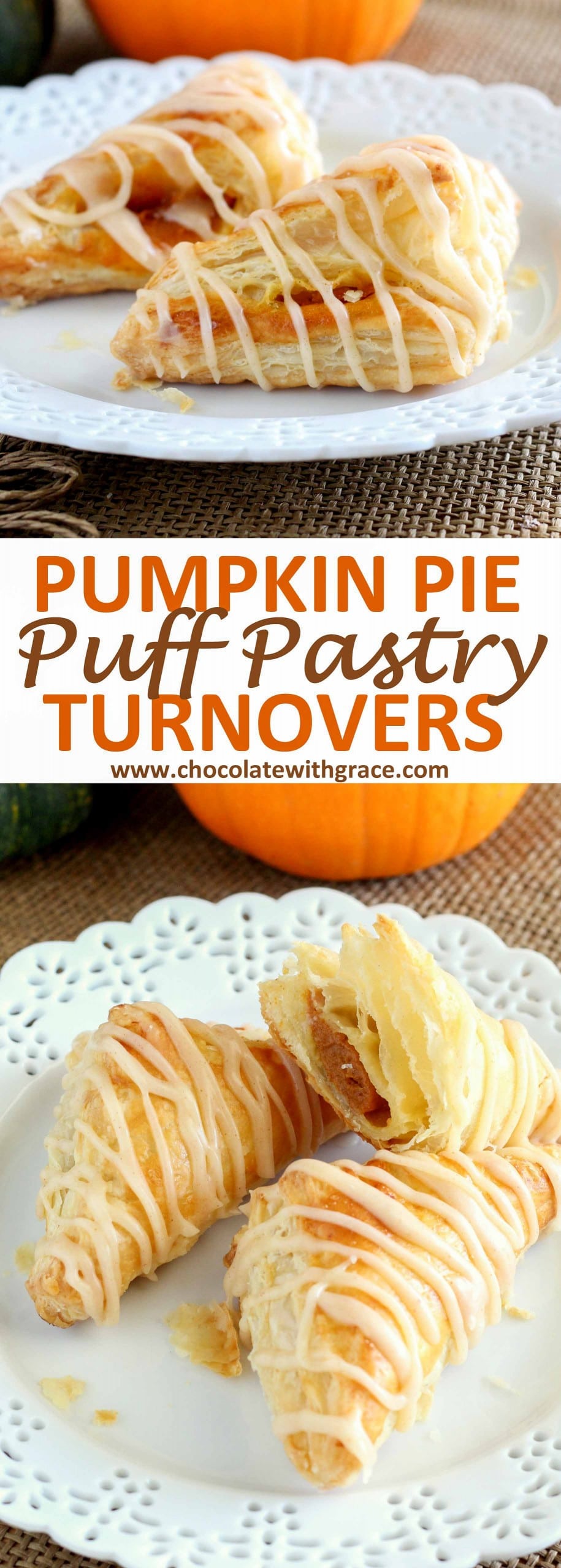 Pumpkin Puff Pastry Turnovers - Chocolate with Grace