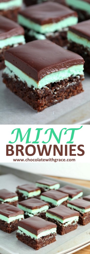 Mint Brownies with Chocolate Ganache