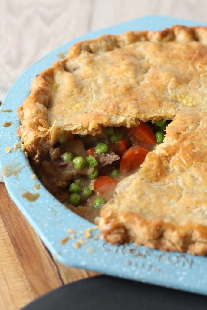 Leftover Pot Roast Pot Pie uses the potatoes, carrots and beef to make a delicious beef pot pie for a quick and easy dinner recipe.