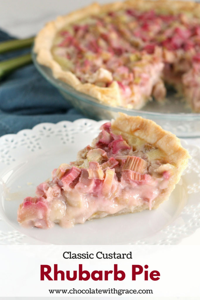 Old Fashioned Rhubarb Pie has a classic custard base filled with tangy sweet rhubarb. A classic rhubarb recipe handed down from my great grandma. Check out my blog for other great rhubarb recipes.