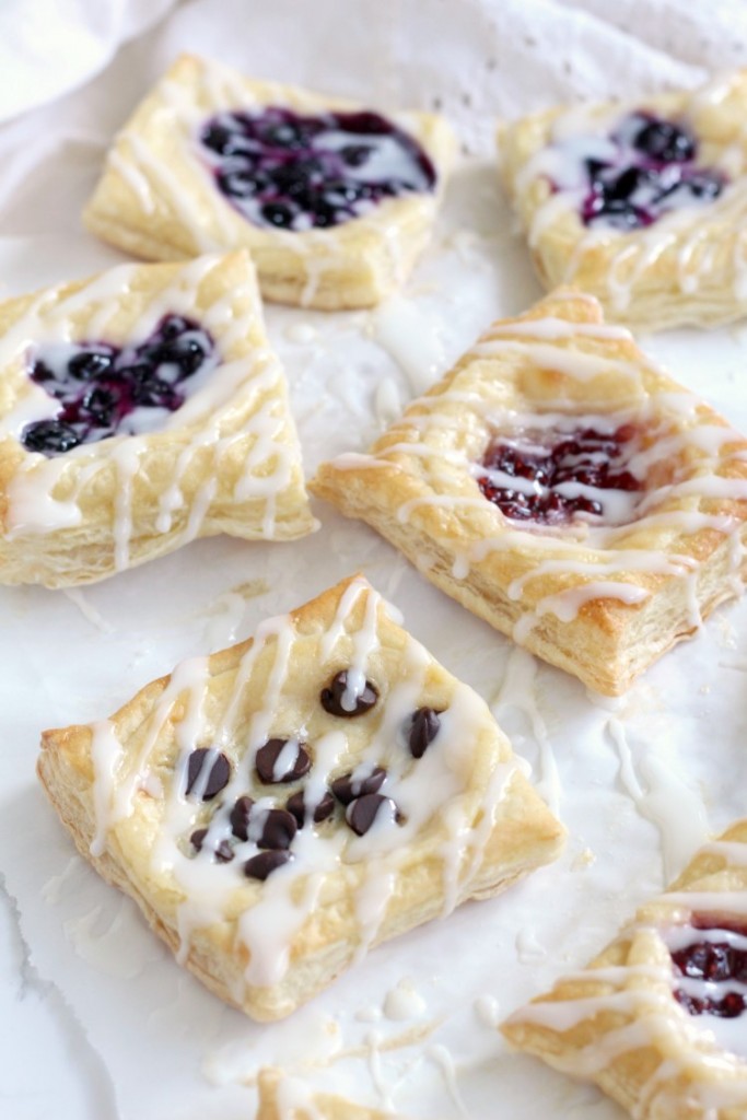 Chocolate Chip Cream Cheese Danish recipe made from Puff pastry.anishes made from puff pastry. Try any flavor you want, chocolate, raspberry, blueberry or any fruit you want. Quick and easy Brunch Dessert.