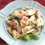 Creamy Italian Sausage and Tortellini. An easy weeknight dinner recipe that comes together fast. It's a lighter Italian dish with lot of great flavor.