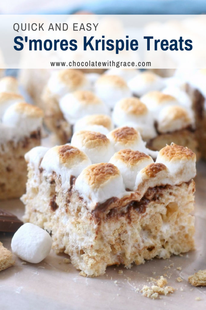S'mores Rice Krispie Treats are a fun, no bake summer dessert for kids. A fun way to enjoy indoor smores.