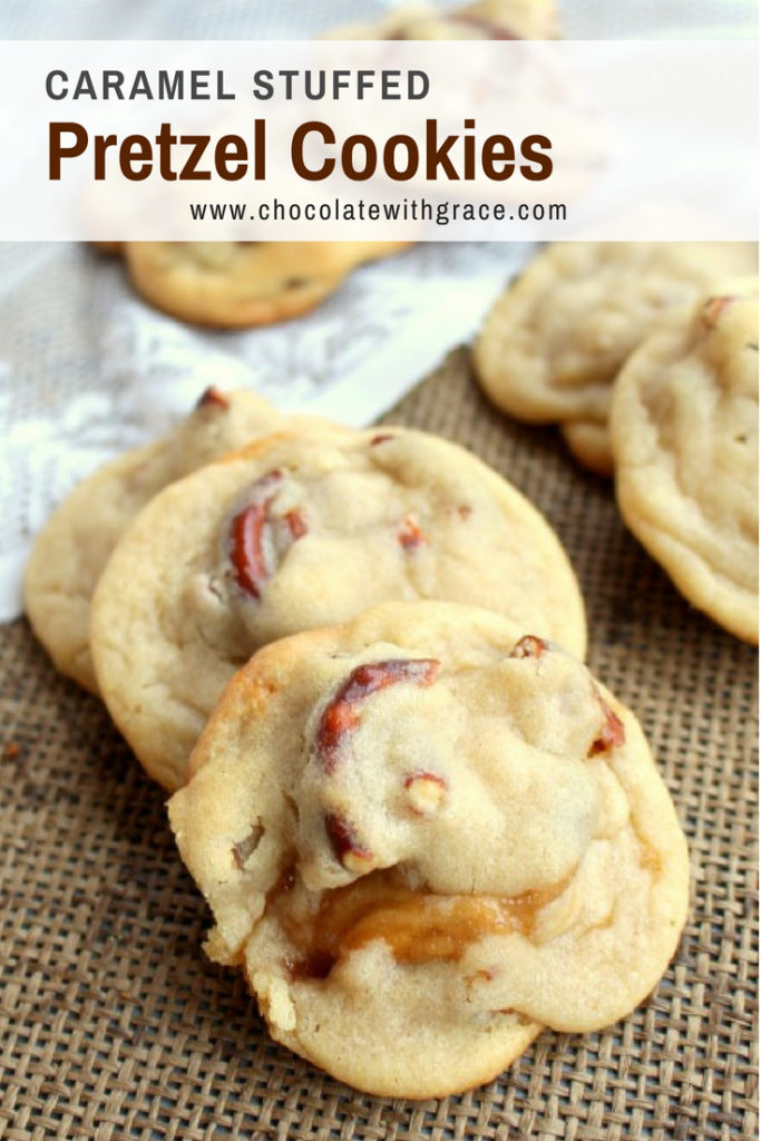 Caramel Stuffed Pretzel Cookies - Chocolate With Grace