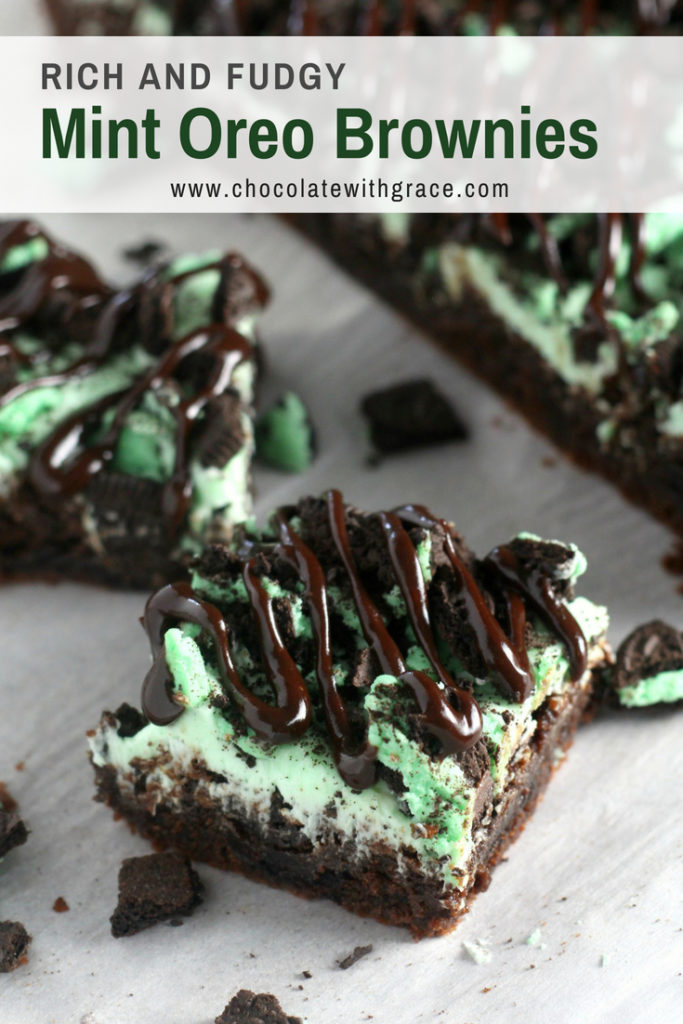 Mint Oreo brownies stuffed with mint oreos