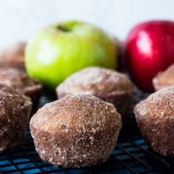 baked apple cider donuts made in a muffin tin