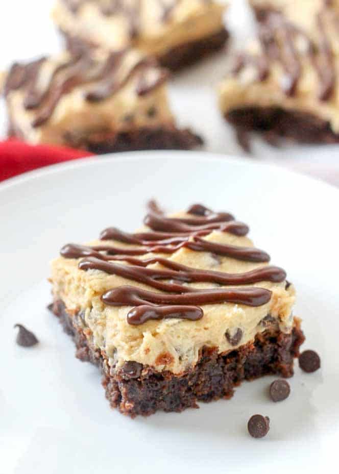Cookie Dough topped Brownies are a win with kids and adults!